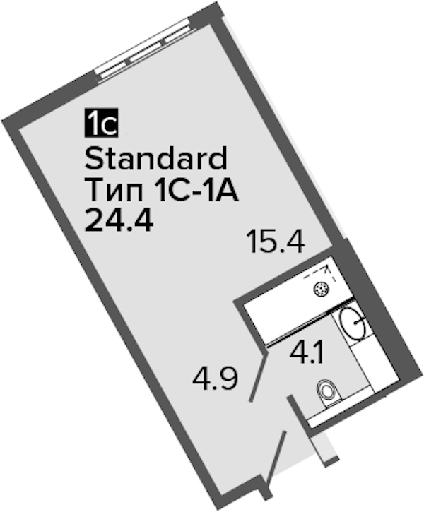 Квартира студия 24.4 м², 11/16 эт., Апарт-отель «ARTSTUDIO M103»